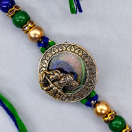 Radha Krishna rakhi with mor pankh