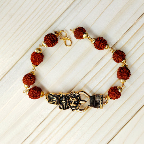 Rudraksh Bracelet Rakhi with lion face