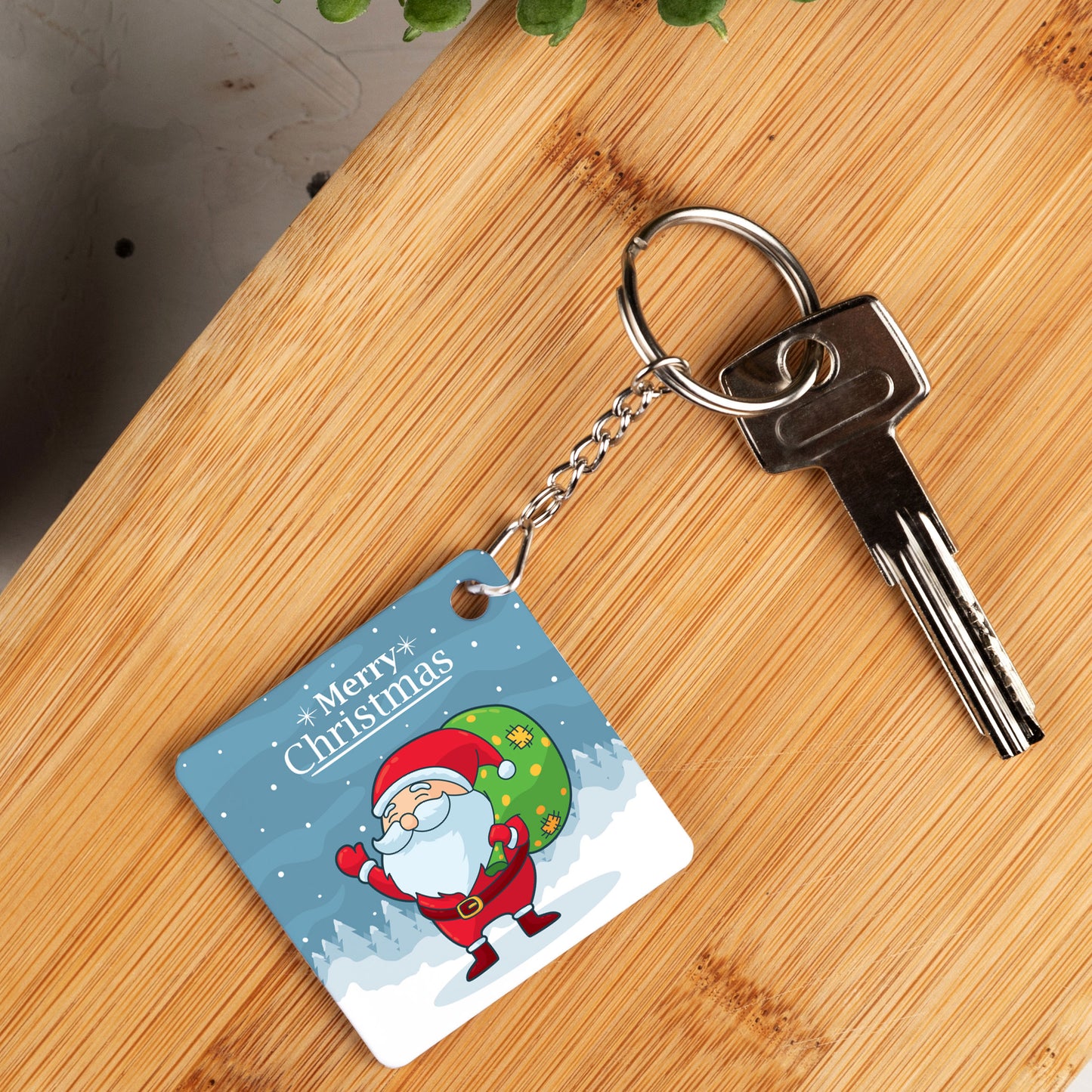 Christmas wooden key chain