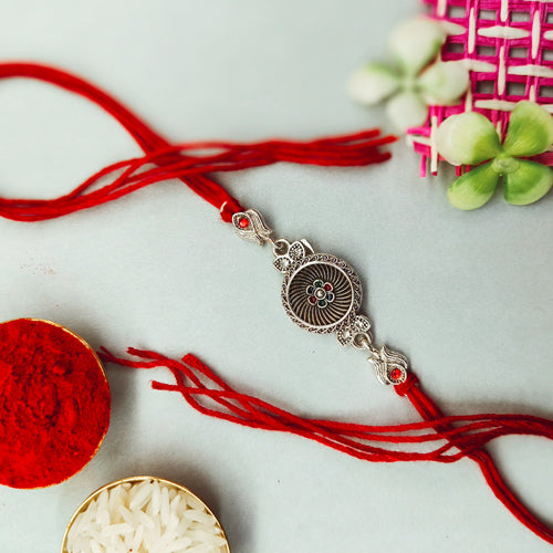 Silver flower Rakhi