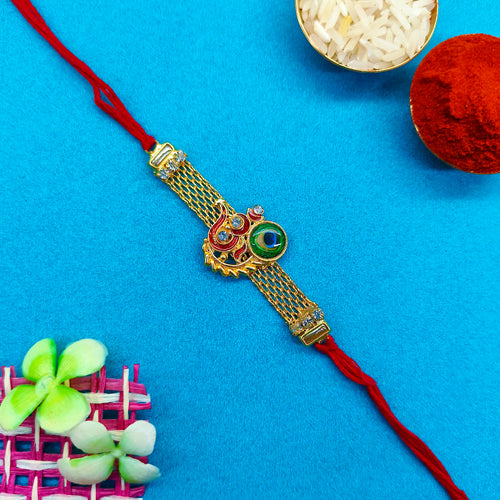 Om Rakhi with Peacock feather