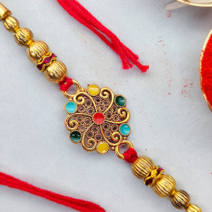 multicolor golden bids rakhi