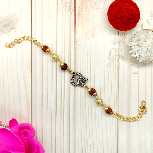 Om Diamond Rudraksh Chain Bracelet