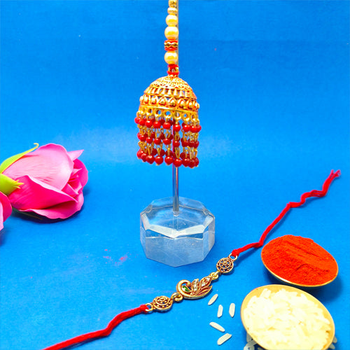 Red bits and Golden metal Bhaiya Bhabhi Rakhi