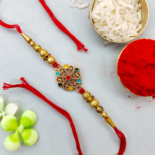 multicolor golden bids rakhi