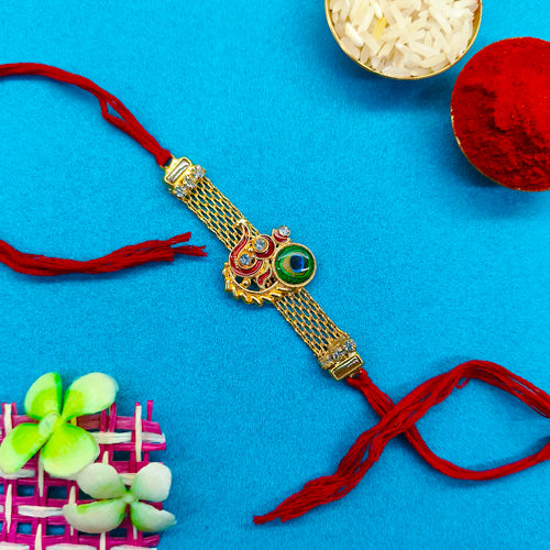 Om Rakhi with Peacock feather