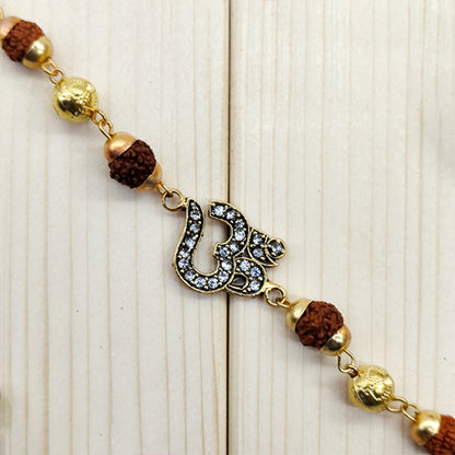 Om Diamond Rudraksh Chain Bracelet