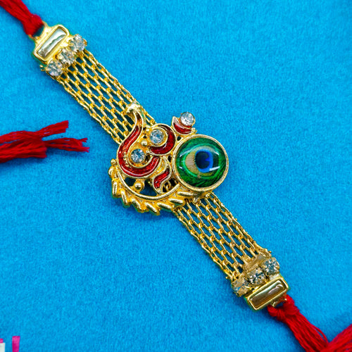 Om Rakhi with Peacock feather