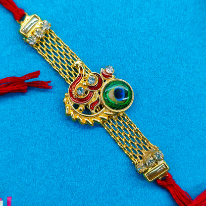 Om Rakhi with Peacock feather