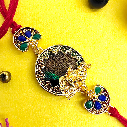 Original Mor-pankh rakhi with krishna face