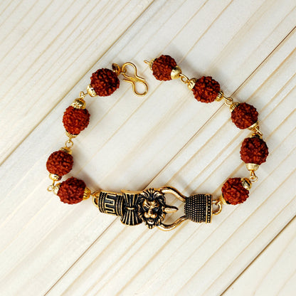 Rudraksh  Bracelet Rakhi with lion face