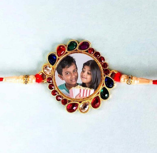 Multicolor stone Personalized Rakhi