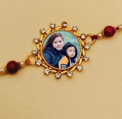 white stone personalized Rakhi