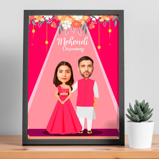 Personalized Mehendi Ceremony caricature Frame