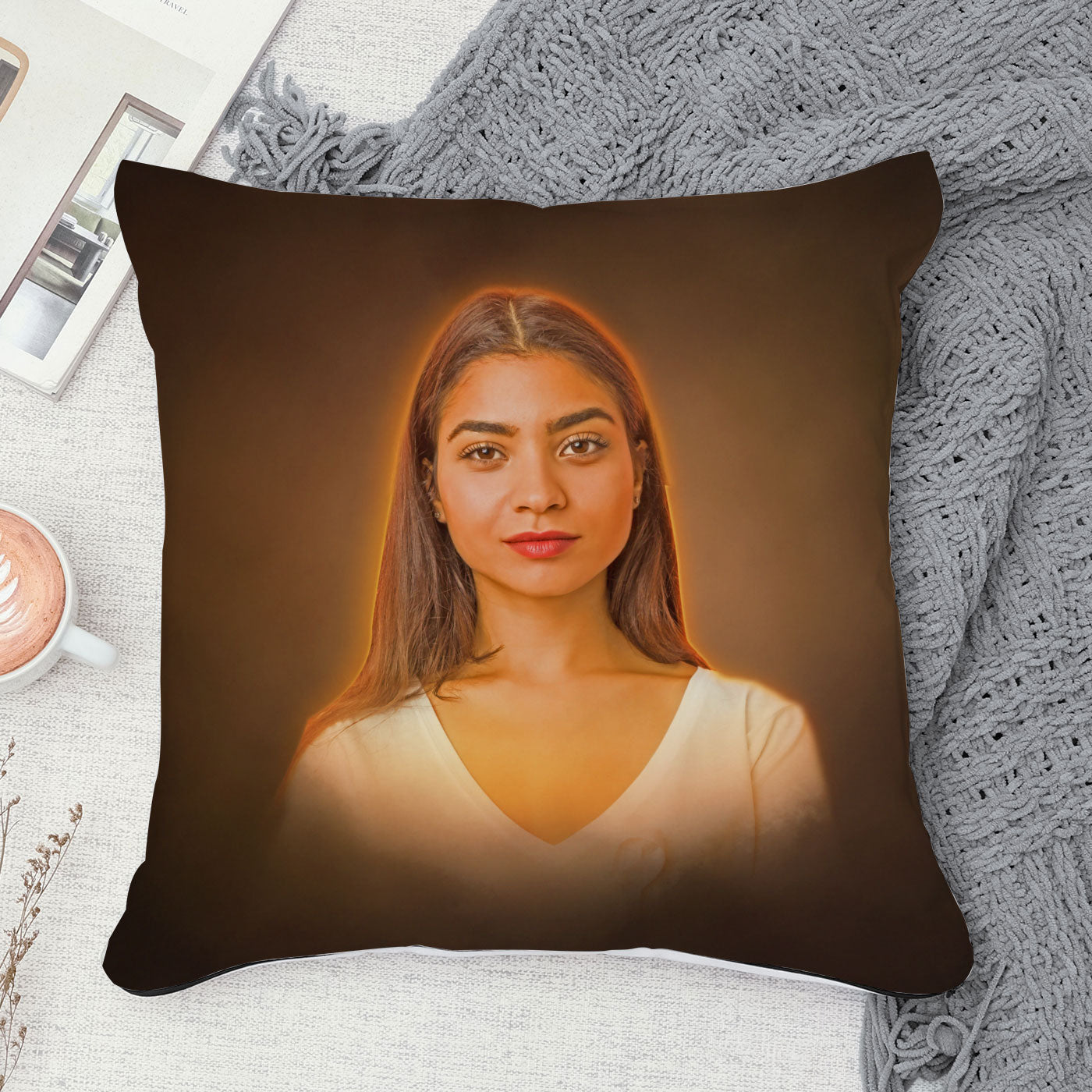 Personalized oil paint Satin cushion Pillow