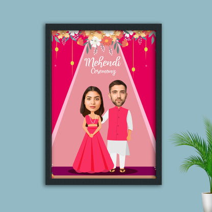 Personalized Mehendi Ceremony caricature Frame