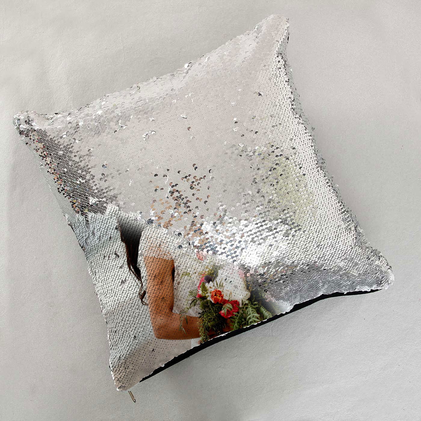 Silver Sequin Personalize magic pillow